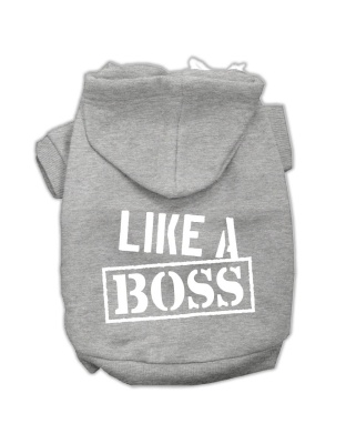 Like a Boss Screen Print Pet Hoodies Grey Size Lg