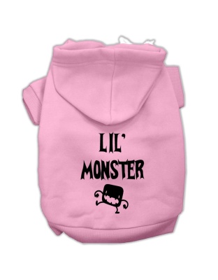 Lil Monster Screen Print Pet Hoodies Pink Size Lg
