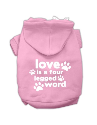 Love is a Four Leg Word Screen Print Pet Hoodies Light Pink Size Lg