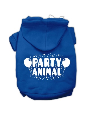 Party Animal Screen Print Pet Hoodies Blue Size Lg