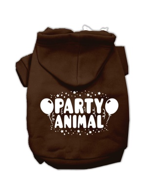 Party Animal Screen Print Pet Hoodies Brown Size Lg