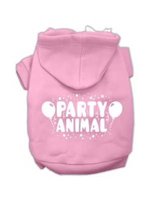 Party Animal Screen Print Pet Hoodies Light Pink Size Lg