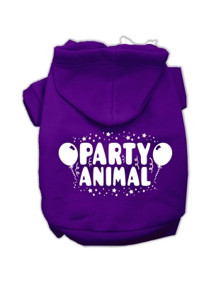 Party Animal Screen Print Pet Hoodies Purple Size Lg