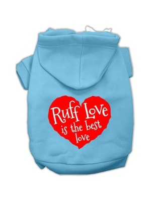 Ruff Love Screen Print Pet Hoodies Baby Blue Size Lg