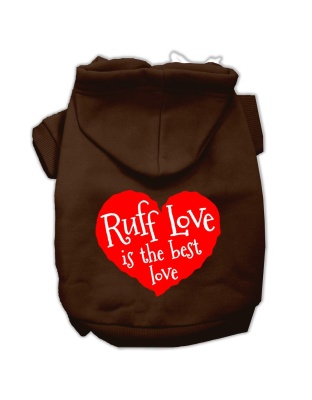 Ruff Love Screen Print Pet Hoodies Brown Size Lg