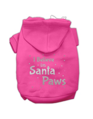 Screenprint Santa Paws Pet Hoodies Bright Pink Size Lg
