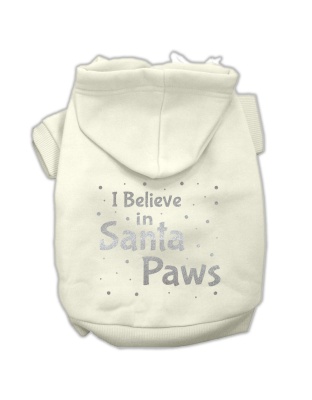 Screenprint Santa Paws Pet Hoodies Cream Size Lg