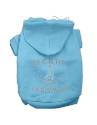 Shimmer Christmas Tree Pet Hoodies Baby Blue Size Lg