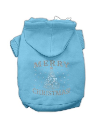 Shimmer Christmas Tree Pet Hoodies Baby Blue Size Lg