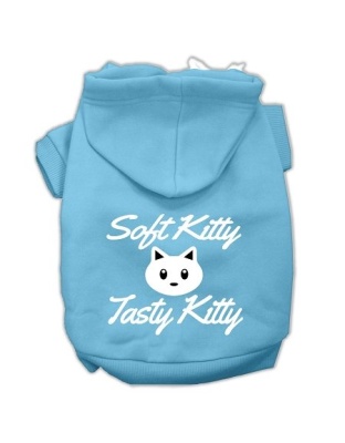 Softy Kitty, Tasty Kitty Screen Print Dog Pet Hoodies Baby Blue Size Lg