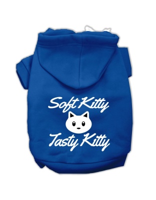 Softy Kitty, Tasty Kitty Screen Print Dog Pet Hoodies Blue Size Lg