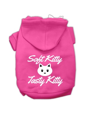 Softy Kitty, Tasty Kitty Screen Print Dog Pet Hoodies Bright Pink Size Lg