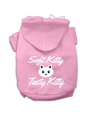 Softy Kitty, Tasty Kitty Screen Print Dog Pet Hoodies Light Pink Size Lg