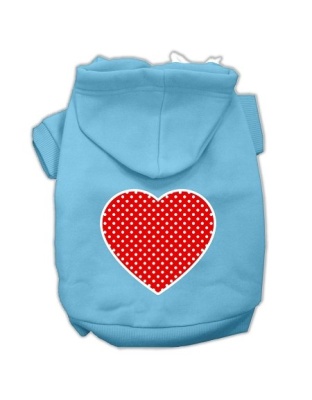 Red Swiss Dot Heart Screen Print Pet Hoodies Baby Blue Size Lg