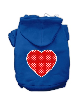 Red Swiss Dot Heart Screen Print Pet Hoodies Blue Size Lg