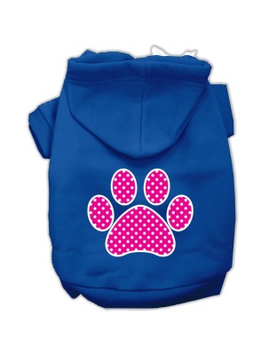 Pink Swiss Dot Paw Screen Print Pet Hoodies Blue Size Lg