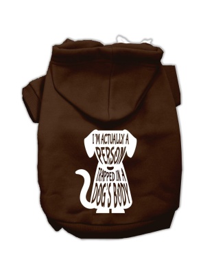 Trapped Screen Print Pet Hoodies Brown Size Lg