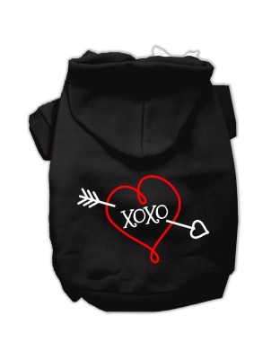 XOXO Screen Print Pet Hoodies Black Size Lg