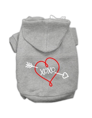 XOXO Screen Print Pet Hoodies Grey Size Lg