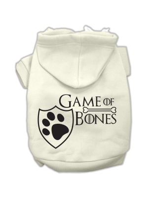 Game of Bones Screenprint Dog Hoodie Cream L