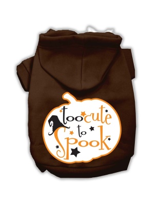 Too Cute to Spook Screenprint Hoodie Brown XS