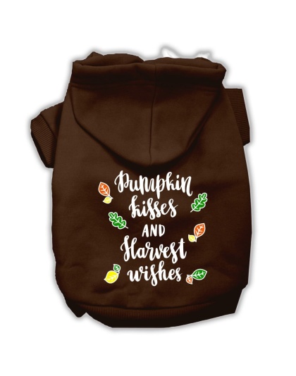 Pumpkin Kisses Screenprint Dog Hoodie Brown L