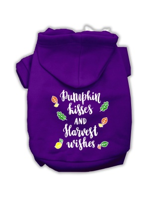 Pumpkin Kisses Screenprint Dog Hoodie Purple L