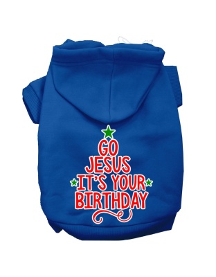 Go Jesus Screen Print Dog Hoodie Blue L