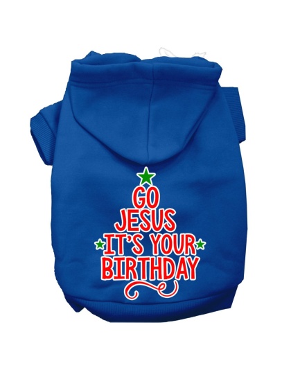 Go Jesus Screen Print Dog Hoodie Blue L