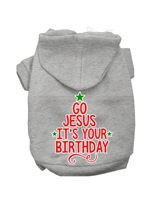 Go Jesus Screen Print Dog Hoodie Grey L