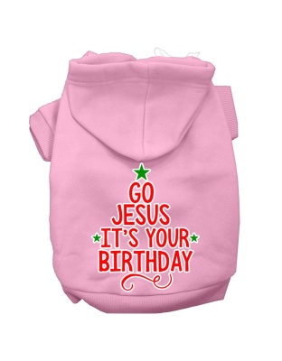 Go Jesus Screen Print Dog Hoodie Light Pink L
