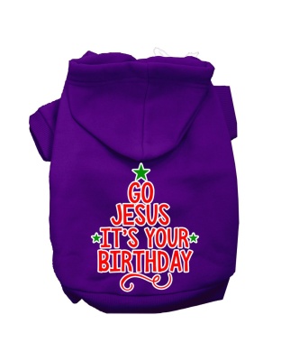 Go Jesus Screen Print Dog Hoodie Purple L