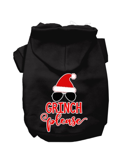 Grinch Please Screen Print Dog Hoodie Black L