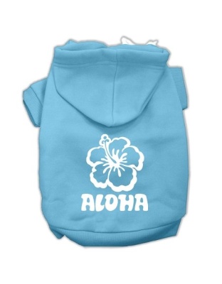 Aloha Flower Screen Print Pet Hoodies Baby Blue Size Lg
