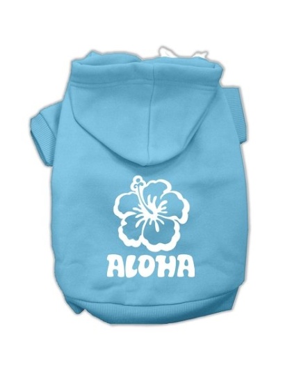Aloha Flower Screen Print Pet Hoodies Baby Blue Size Lg