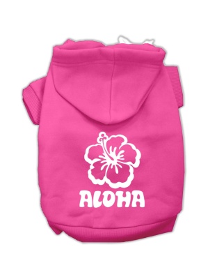 Aloha Flower Screen Print Pet Hoodies Bright Pink Size Lg