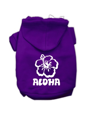 Aloha Flower Screen Print Pet Hoodies Purple Size Lg