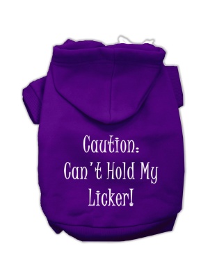 Can't Hold My Licker Screen Print Pet Hoodies Purple Size Lg
