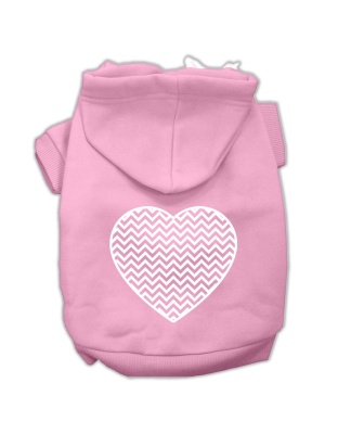 Chevron Heart Screen Print Dog Pet Hoodies Light Pink Size Lg
