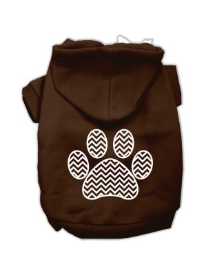 Chevron Paw Screen Print Pet Hoodies Brown Size Lg