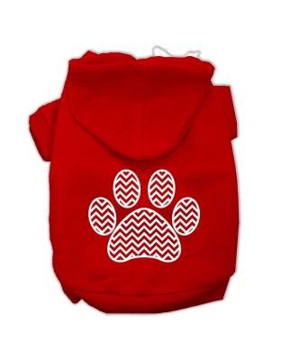Chevron Paw Screen Print Pet Hoodies Red Size Lg