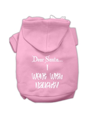 Dear Santa I Went with Naughty Screen Print Pet Hoodies Light Pink Size Lg