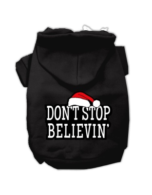 Don't Stop Believin' Screenprint Pet Hoodies Black Size L