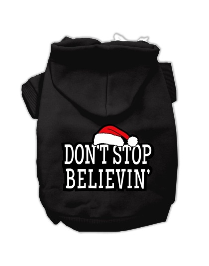 Don't Stop Believin' Screenprint Pet Hoodies Black Size L
