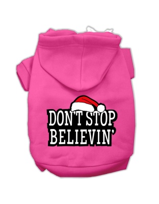 Don't Stop Believin' Screenprint Pet Hoodies Bright Pink Size L