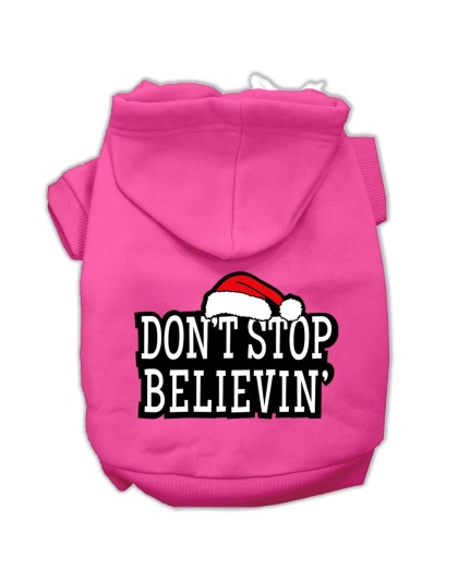 Don't Stop Believin' Screenprint Pet Hoodies Bright Pink Size L