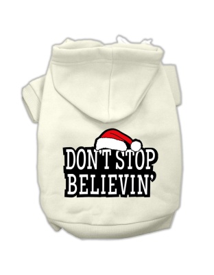 Don't Stop Believin' Screenprint Pet Hoodies Cream Size L