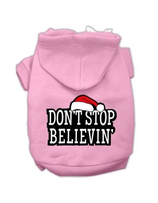 Don't Stop Believin' Screenprint Pet Hoodies Light Pink Size L