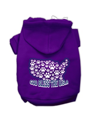 God Bless USA Screen Print Pet Hoodies Purple Size L