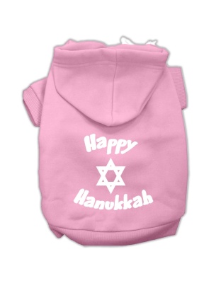 Happy Hanukkah Screen Print Pet Hoodies Light Pink Size Lg